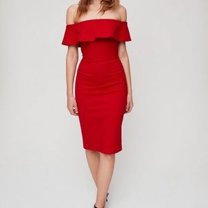 Babaton Ruslan Off Shoulder Red Dress